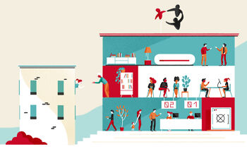 Visuel d’ambiance mobile lié à la page Organisation, marché Votre banque