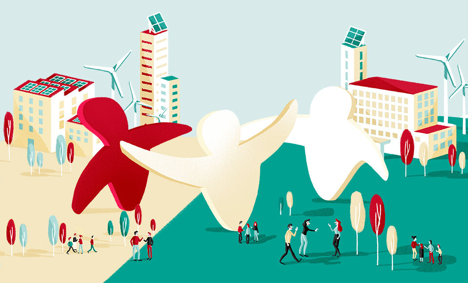 Visuel d'ambiance mobile lié à la page Raison d’être et modèle d’affaires durable, marché votre banque