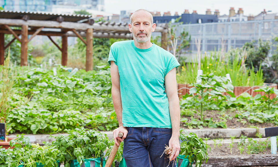 homme dans un jardin